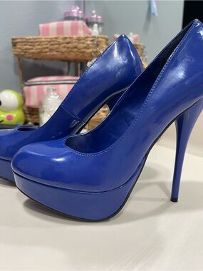 Charlotte Russe Royal Blue Patent Platform Stiletto Heels